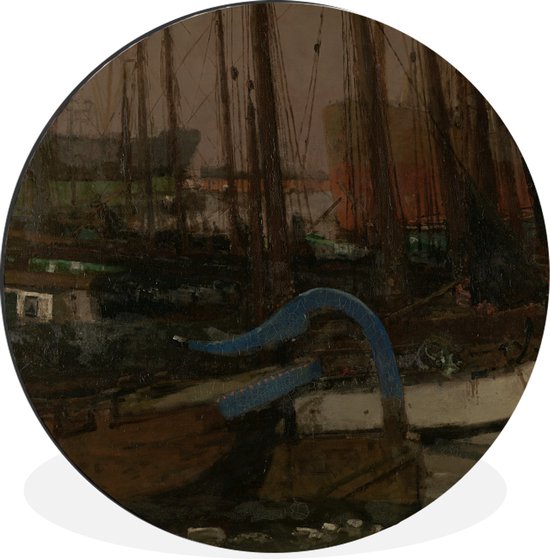 Wandcirkel - Muurcirkel - Schepen in het ijs - Schilderij van George Hendrik Breitner - Aluminium - ⌀ - Binnen en Buiten