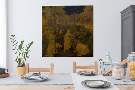 Adoration des mages - Toile Leonardo de Vinci 2cm 90x90 cm - Tirage photo sur toile (Décoration murale salon / chambre)