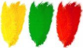 6x stuks grote veer/veren/struisvogelveren - 2x groen - 2x geel - 2x rood - Decoratie sierveren van 50 cm