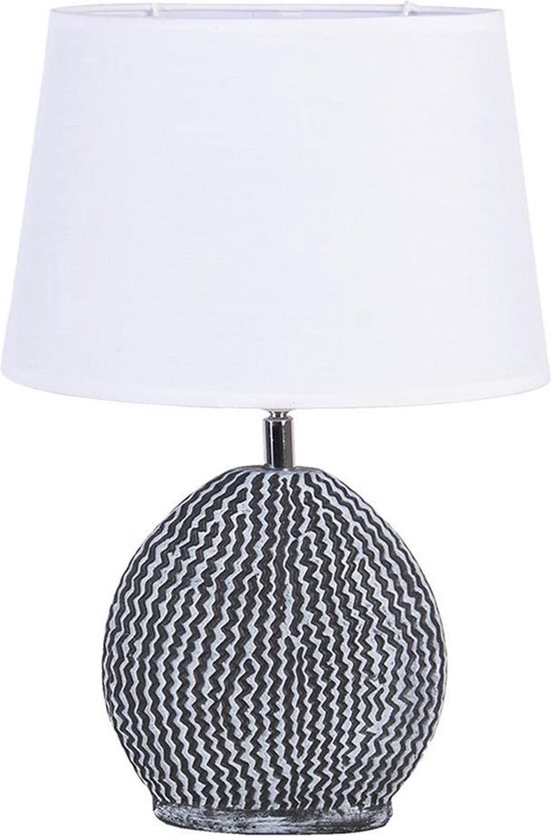 Tafellamp 26*19*38 E27/max 1*60W Zwart, Wit Kunststof Ovaal Bureaulamp Nachtlampje
