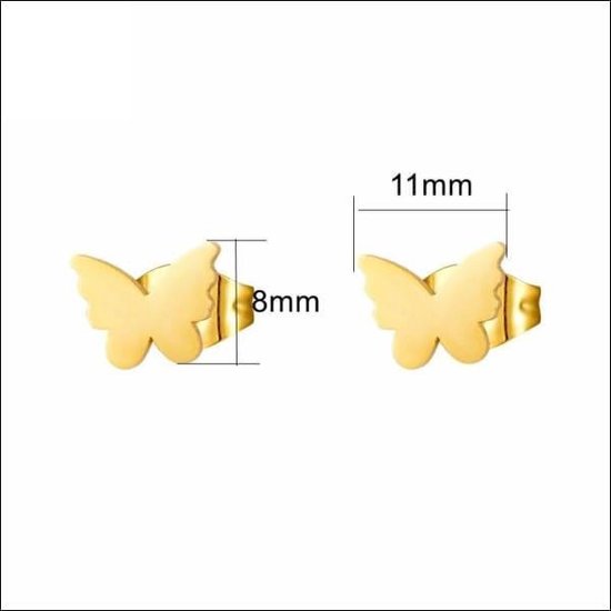 Aramat jewels ® - Zweerknopjes vlinder oorbellen 11mm chirurgisch staal goudkleurig