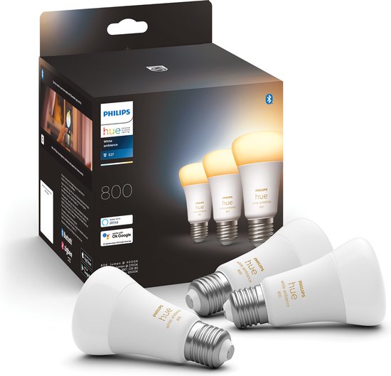 Philips Hue White Ambiance standaard lamp mat dimbaar (3-pack) - E27 9W  800lm 22... | bol.com