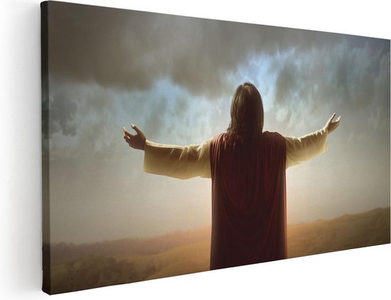 Artaza - Peinture sur toile - Jésus-Christ priant au lever du soleil - 60x30 - Photo sur toile - Impression sur toile