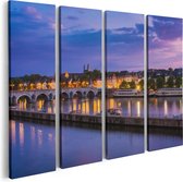 Artaza Canvas Schilderij Vierluik Maastricht Maas Rivier bij de Sint Servaasbrug - 80x60 - Foto Op Canvas - Canvas Print