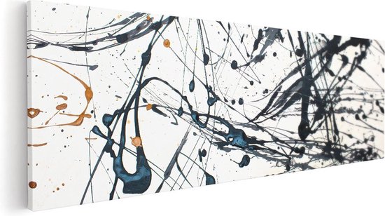 Artaza Canvas Schilderij Abstracte Kunst van Zwarte Verf - 120x40 - Groot - Foto Op Canvas - Canvas Print