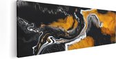 Artaza Canvas Schilderij Abstracte Kunst van Zwarte Gouden Verf - 120x40 - Groot - Foto Op Canvas - Canvas Print