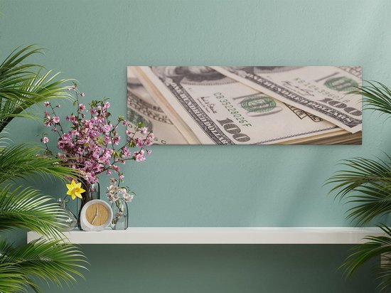 Artaza Canvas Schilderij Dollar Geld Briefjes - 60x20 - Foto Op Canvas - Canvas Print