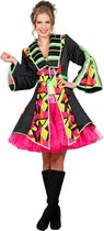 Wilbers & Wilbers - Circus Kostuum - Vrolijke Oosterse Jas Circus Vrouw - Zwart, Multicolor - Maat 36 - Carnavalskleding - Verkleedkleding