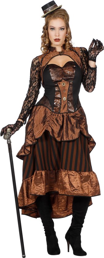 Wilbers & Wilbers - Steampunk Kostuum - Steampunk Victoria Bruin - Vrouw - Bruin - Maat 40 - Halloween - Verkleedkleding