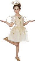 Wilbers - Engel Kostuum - Engel Angelina - Meisje - goud - Maat 128 - Carnavalskleding - Verkleedkleding