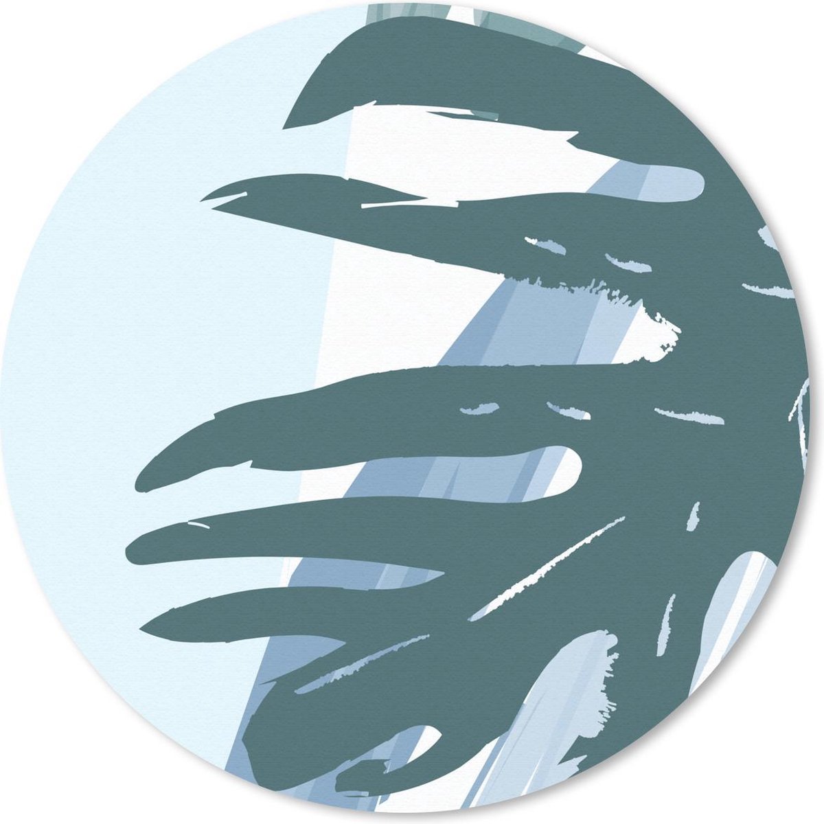 Muismat rond 50x50 cm - Mousepad Zomer - Monstera - Lichtblauw - Ronde muismatten