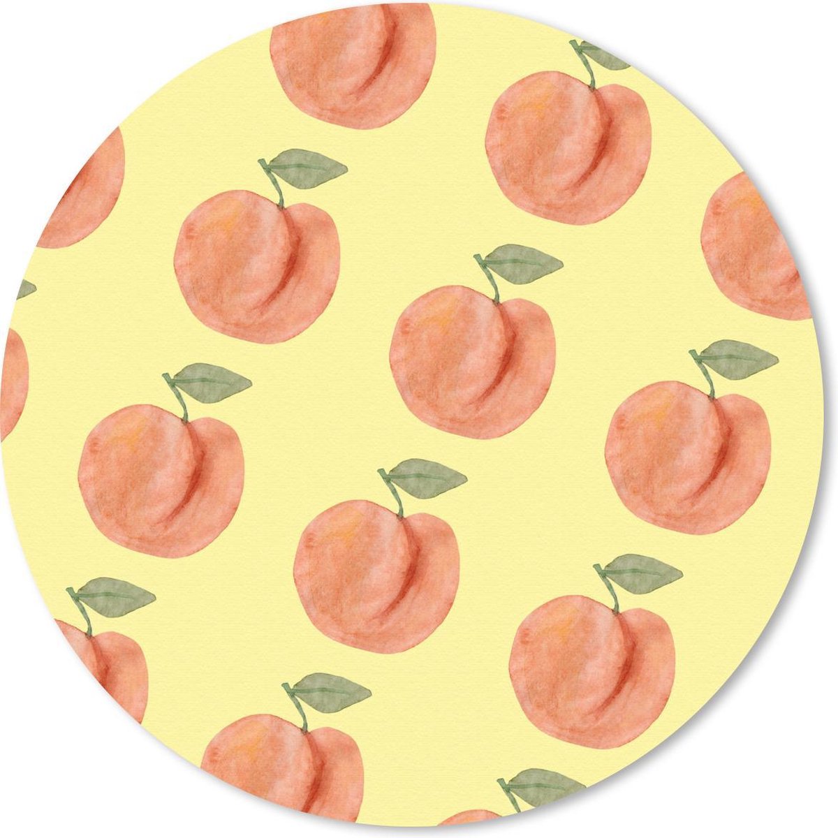Muismat rond 50x50 cm - Mousepad Perziken - Fruit - Sjablonen - Ronde muismatten