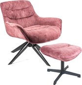 Set: Fauteuil + Hocker Finn Velvet - Old Pink