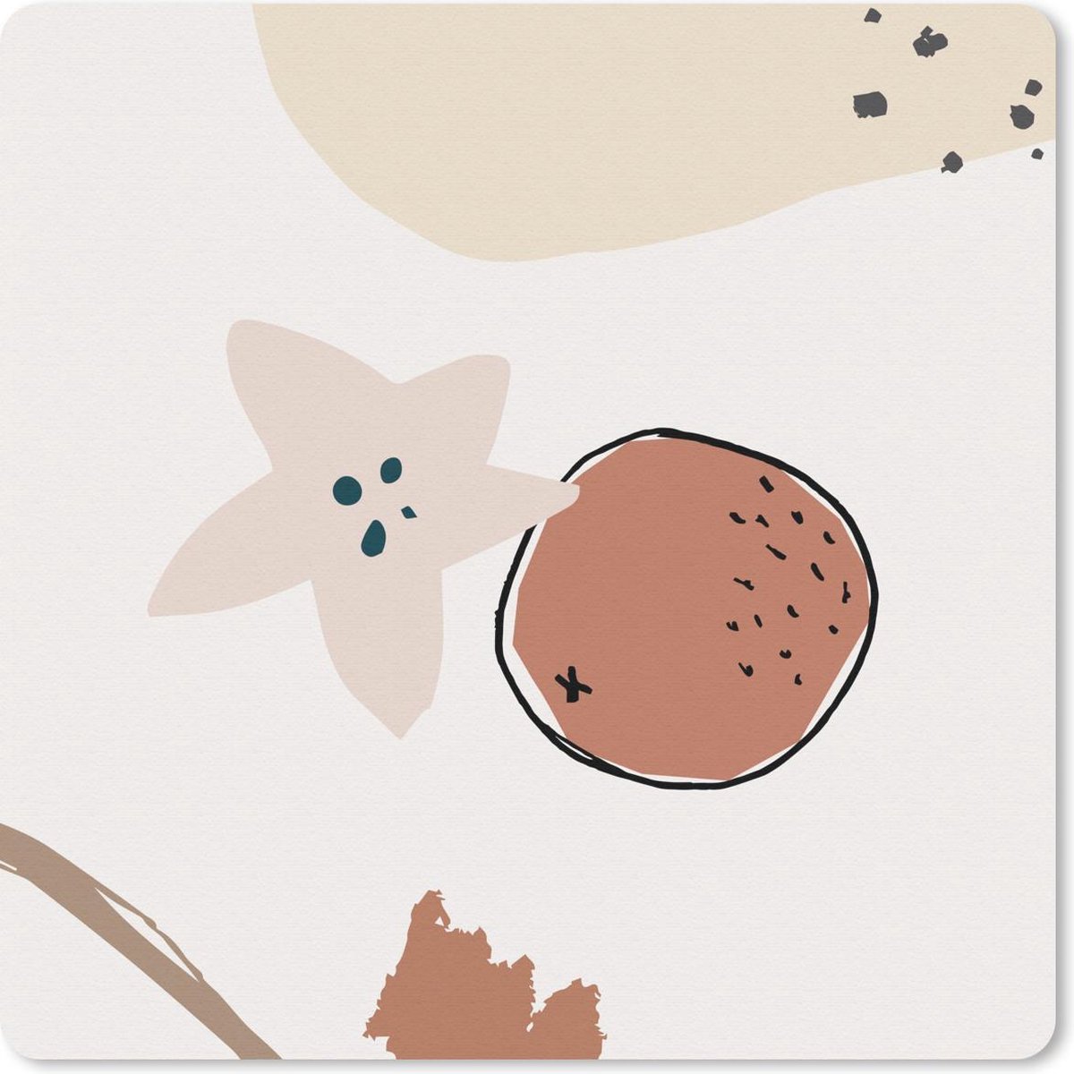 Muismat 20x20 cm - Mousepad Zomer - Kokosnoot - Ster - Muismatten