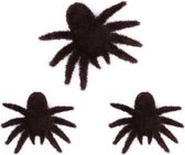 6x stuks horror griezel spinnen zwart 8 x 10 cm - Harige nep spinnen - Halloween thema decoratie/accessoires
