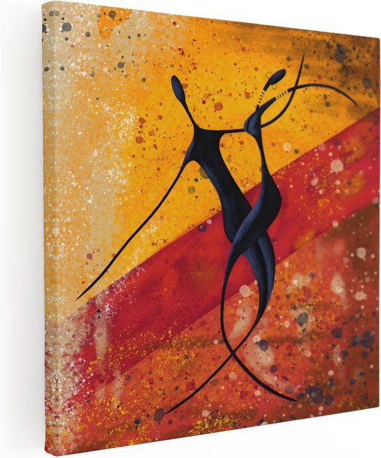 Artaza - Peinture sur toile - Art abstrait - Couple africain dansant - 80 x 80 - Groot - Photo sur toile - Impression sur toile