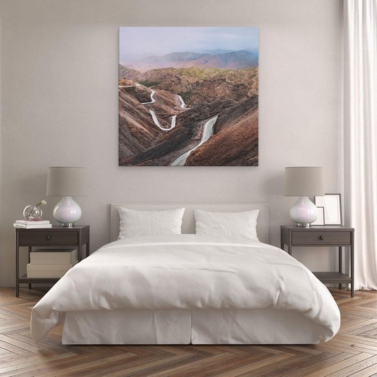 Artaza Canvas Schilderij Bergen - 90x90 cm - Wanddecoratie Landschap - Muurdecoratie Marokko - Schilderijen Op Canvas Natuur