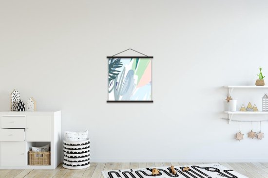 Porte-affiche avec affiche - Affiche scolaire - Été - Tache - Couleur - Abstrait - 40x40 cm - Lattes noires