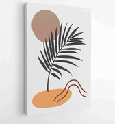 Canvas schilderij - Foliage line art drawing with abstract shape. Abstract Plant Art design for print, cover, wallpaper, Minimal and natural wall art. 2 -    – 1810924390 - 80*60 V