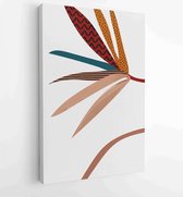 Canvas schilderij - Foliage line art drawing with abstract shape. Abstract Plant Art design for print, cover, wallpaper, Minimal and natural wall art. 3 -    – 1820081963 - 50*40 V