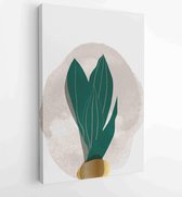 Canvas schilderij - Golden and luxury pattern design with leaves line arts, Hand draw Organic shape design for wall framed prints, canvas prints, poster, home dec 4 -    – 18778858