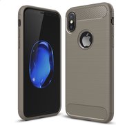 Apple iPhone X/10 Hoesje - Mobigear - Brushed Slim Serie - TPU Backcover - Grijs - Hoesje Geschikt Voor Apple iPhone X/10