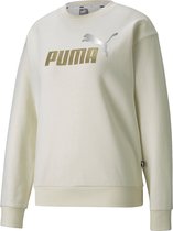 Puma Essentials+ Metallic Logo Crew Sweater Wit Dames - Maat M