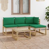 Decoways - 5-delige Loungeset met groene kussens