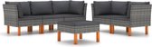 Decoways - 6-delige Loungeset met kussens poly rattan grijs