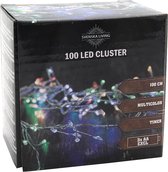 Draadverlichting lichtsnoer met 100 lampjes gekleurd op batterij 100 cm - Lichtdraden/lichtsnoeren - kerstverlichting