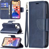 iPhone 13 Mini Hoesje - MobyDefend Wallet Book Case Met Koord - Blauw - GSM Hoesje - Telefoonhoesje Geschikt Voor Apple iPhone 13 Mini