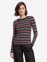 GERRY WEBER Dames Longsleeve met meerkleurige strepen Schwarz/Rot/Orange Ringel-44