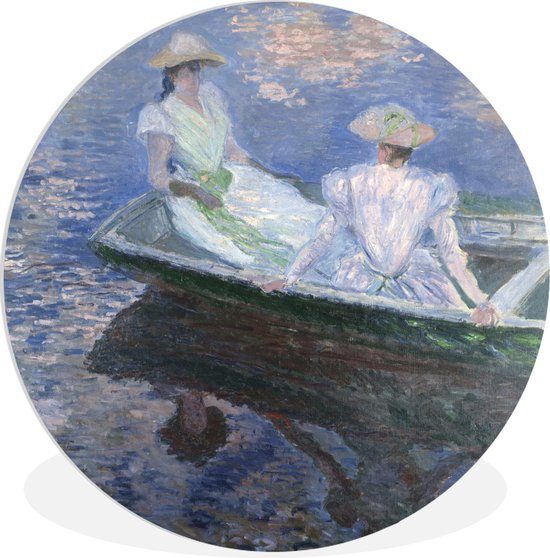 WallCircle - Wandcirkel ⌀ 30 - Meisjes in een boot - Claude Monet - Ronde schilderijen woonkamer - Wandbord rond - Muurdecoratie cirkel - Kamer decoratie binnen - Wanddecoratie muurcirkel - Woonaccessoires