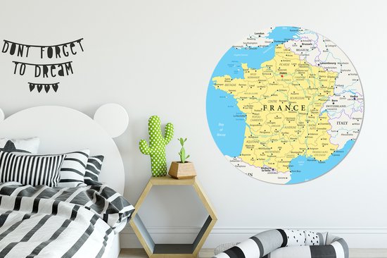 WallCircle - Tableau - Carte France - Multicolore - 150 X 150 Cm