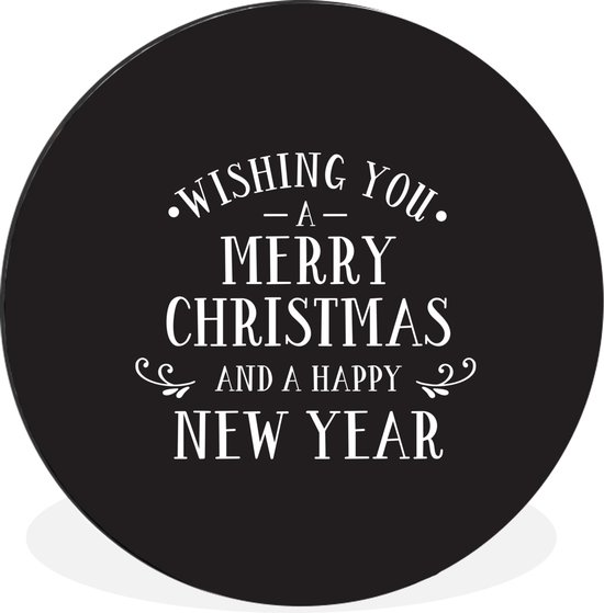 Kerst quote Wishing you a merry Christmas op een zwarte achtergrond Aluminium ⌀