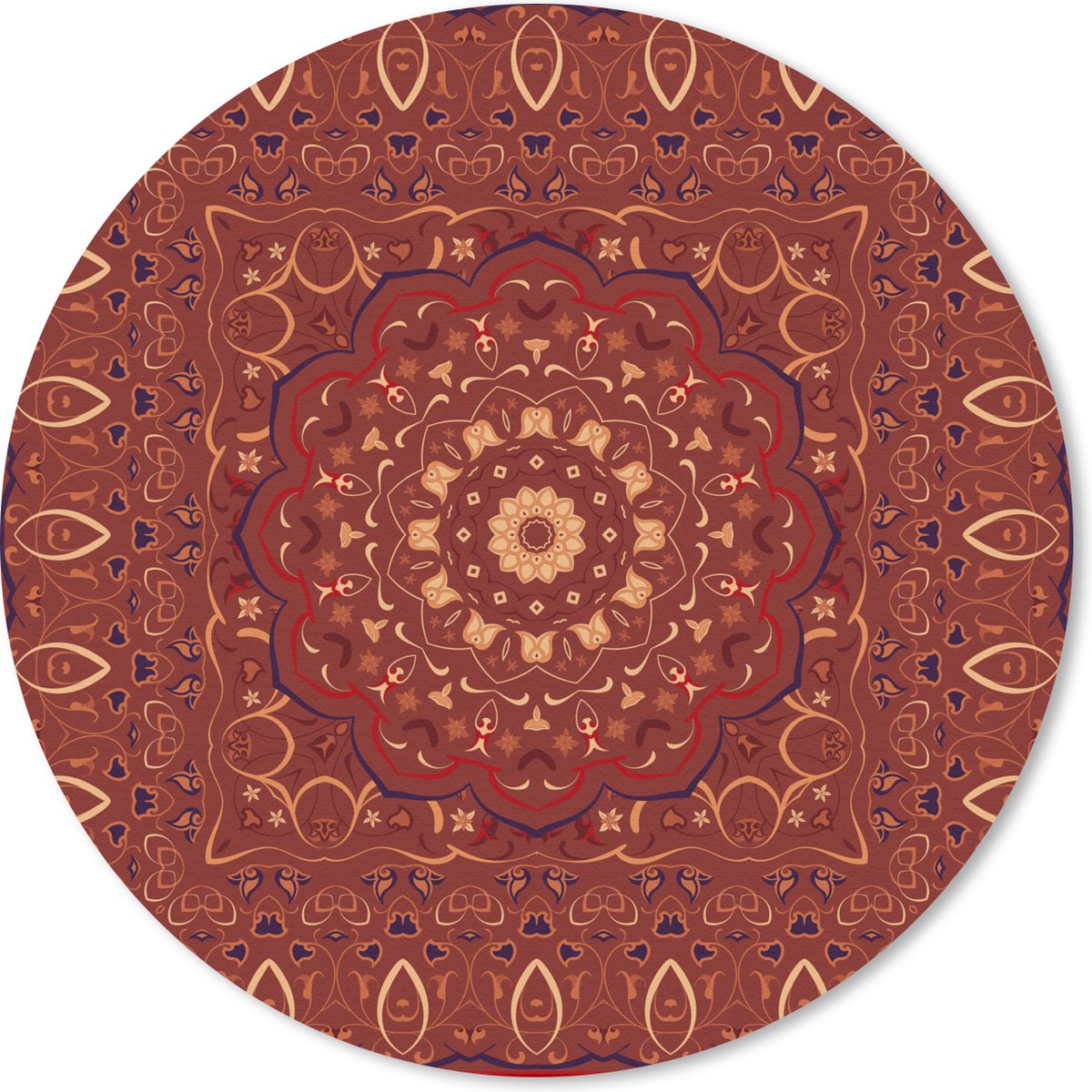 Muismat rond 20x20 cm - Mousepad Perzisch Tapijt - Patronen - Mandala - Rood - Ronde muismatten