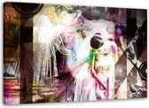 Trend24 - Canvas Schilderij - Ballerina In Een Jurk - Abstract - Schilderijen - Abstract - 100x70x2 cm - Meerkleurig