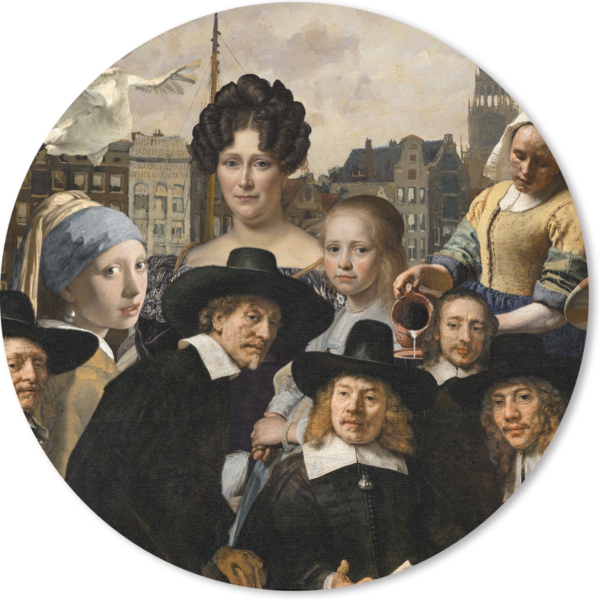 Muismat rond 30x30 cm - Mousepad Kunst - Oude meesters - Collage - Ronde muismatten