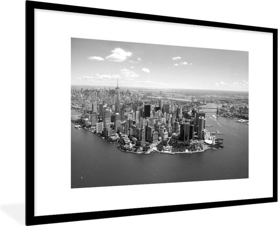 Fotolijst incl. Poster - New York - Zwart - Wit - 90x60 cm - Posterlijst
