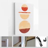 Een trendy set van abstracte oranje en rode handgeschilderde illustraties voor wanddecoratie, Social Media Banner, Brochure Cover Design achtergrond - Modern Art Canvas - verticaal