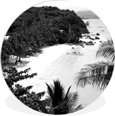 WallCircle - Wandcirkel ⌀ 60 - Palmboom - Filipijnen - Strand - zwart wit - Ronde schilderijen woonkamer - Wandbord rond - Muurdecoratie cirkel - Kamer decoratie binnen - Wanddecoratie muurcirkel - Woonaccessoires