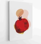 Handgetekend tropisch fruit met gouden en aquarel textuur 4 - Moderne schilderijen – Verticaal – 1912866997 - 50*40 Vertical