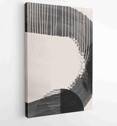 Zwart-wit abstracte muurkunst achtergrond vector 2 - Moderne schilderijen – Verticaal – 1909205638 - 115*75 Vertical