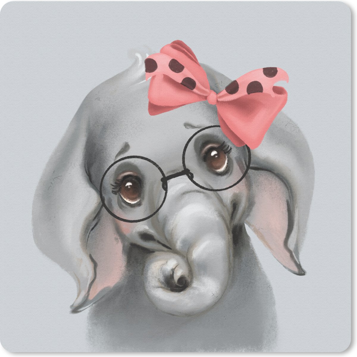 Muismat 20x20 cm - Mousepad Olifant - Kind - Strik - Muismatten