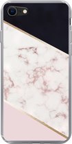 Geschikt voor iPhone SE 2020 hoesje - Marmer print - Roségoud - Luxe - Siliconen Telefoonhoesje