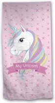 strandlaken My Unicorn 70 x 140 cm polyester roze