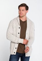 J&JOY - Trui Mannen Manitoba Off White Grey Shawl Collar