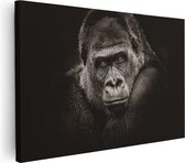 Artaza Canvas Schilderij Gorilla - Zwart Wit - 30x20 - Klein - Foto Op Canvas - Canvas Print