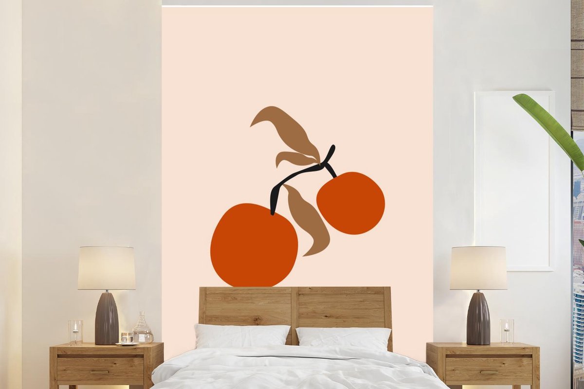Behang - Fotobehang Zomer - Appels - Roze - Breedte 170 cm x hoogte 260 cm
