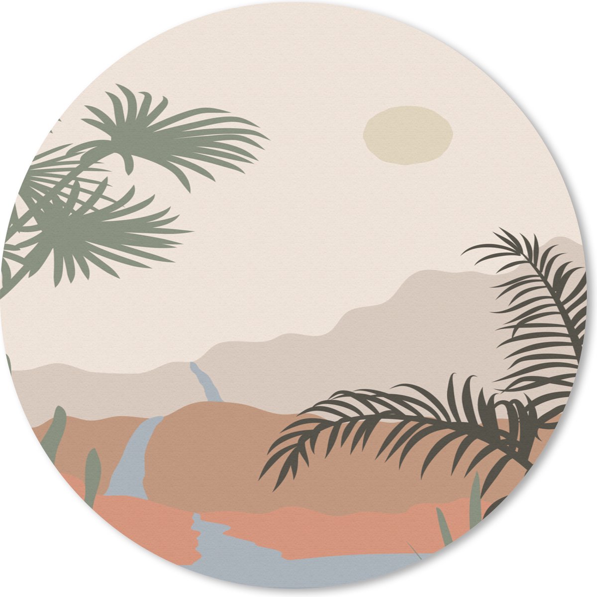 Muismat rond 20x20 cm - Mousepad Pastel - Waterstroom - Woestijn - Ronde muismatten